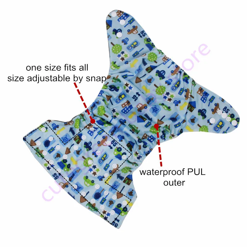 Милый зеленый OS PUL ткань многоразовые тканевые подгузники покрытие Современные тканевые подгузники для младенцев моющиеся подгузники двойные вставки