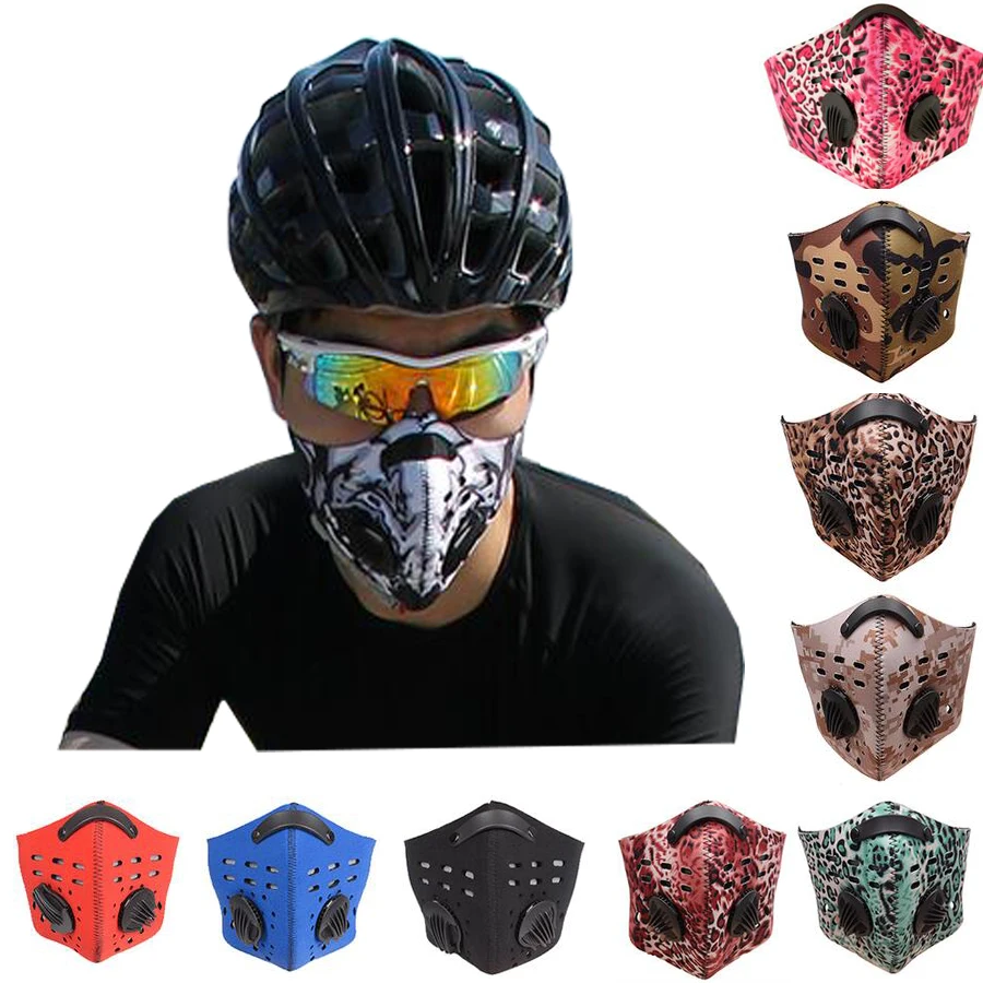 Cycling Mask With Filter Half Face Carbon Bicycle Bike Training Mask