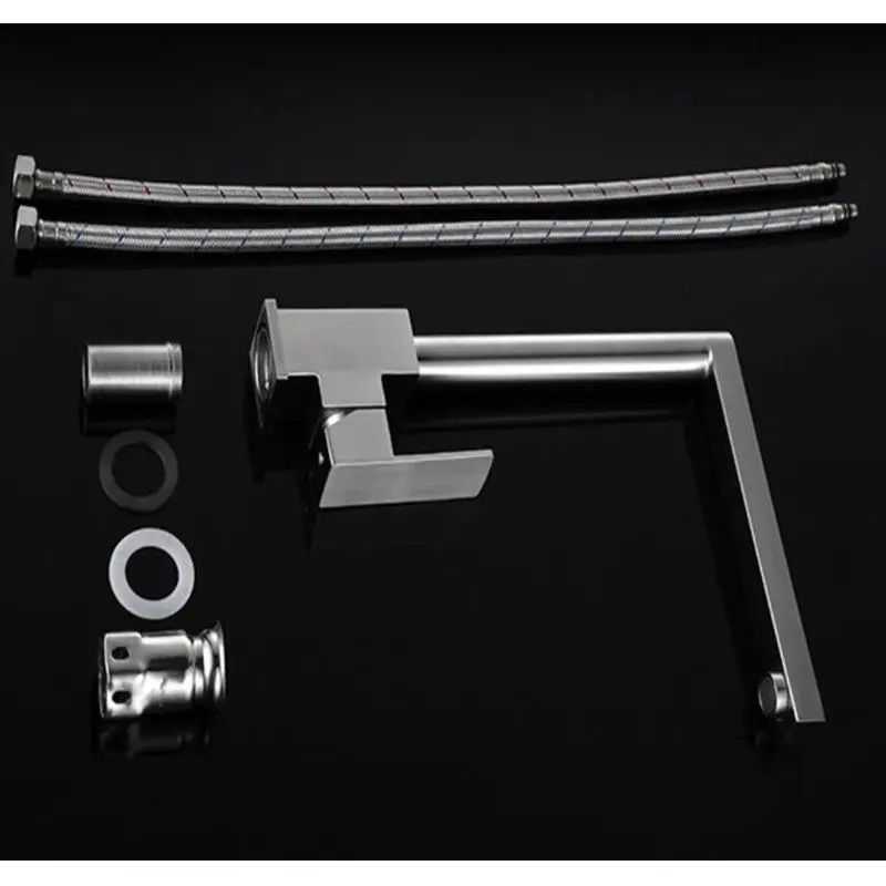 MOIIO Kitchen Faucet Brushed Nickle Single Handle Spool Mixer Water Tap Kitchen Sus304 Faucet Square Spout Hot and Cold Taps MOIIO Kitchen Faucet Brushed Nickle Single Handle Spool Mixer Water Tap Kitchen Sus304 Faucet Square Spout Hot and Cold Taps