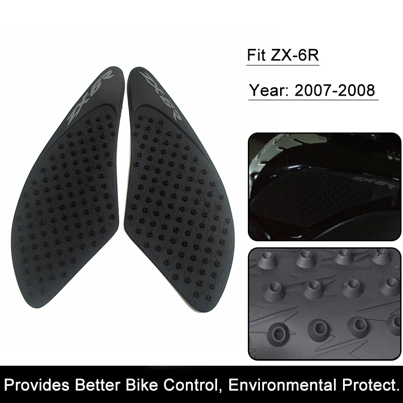 For Kawasaki ZX-6R ZX6R 2007 2008 ZX 6R Motorcycle Anti slip Tank Pad 3M Side Gas Knee Grip Traction Pads Protector Stickers (2)