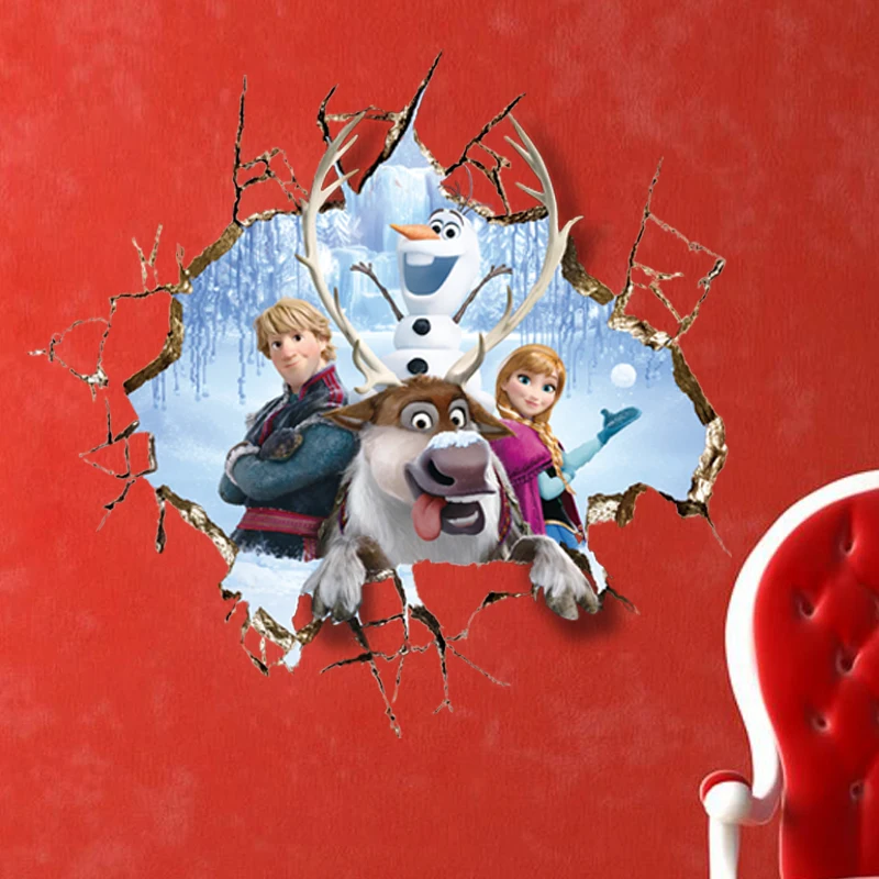 Cartoon Frozen Kids Room DIY 3D Sticker Snow Puzzle Decoration Kindergarten PVC Wall Stickers Pegatinas Autocollant Enfant Decal