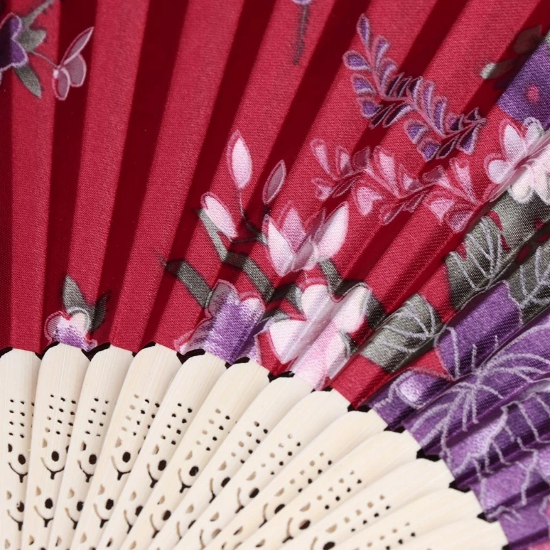 Красочный китайский бамбуковый складной веер с цветами для свадебной вечеринки