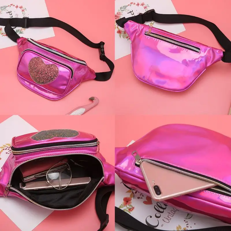 

Women Fashion Holographic Fanny Pack Phone Pouch Waist Bag Hip Purse Travel Bags