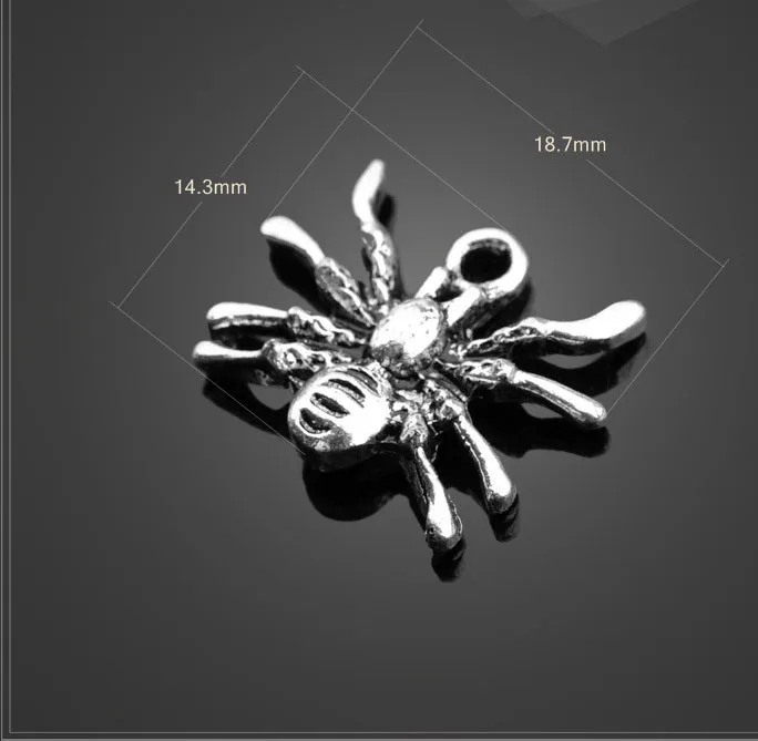 

High quality 20 PCS/Lot 14.3mm*18.7mm jewelry handmade antique silver plated animals spider charms