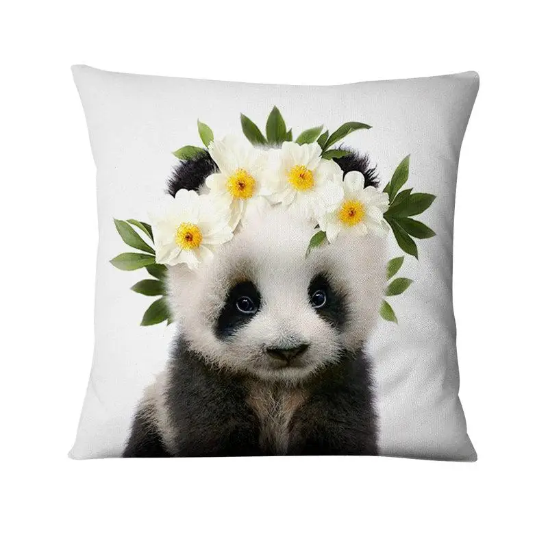 Home Decoration Pillow Fresh Animals In Flower Printed Cushion Decorative Pillows Almofada Decorativas Para Sofa Throw Pillow 