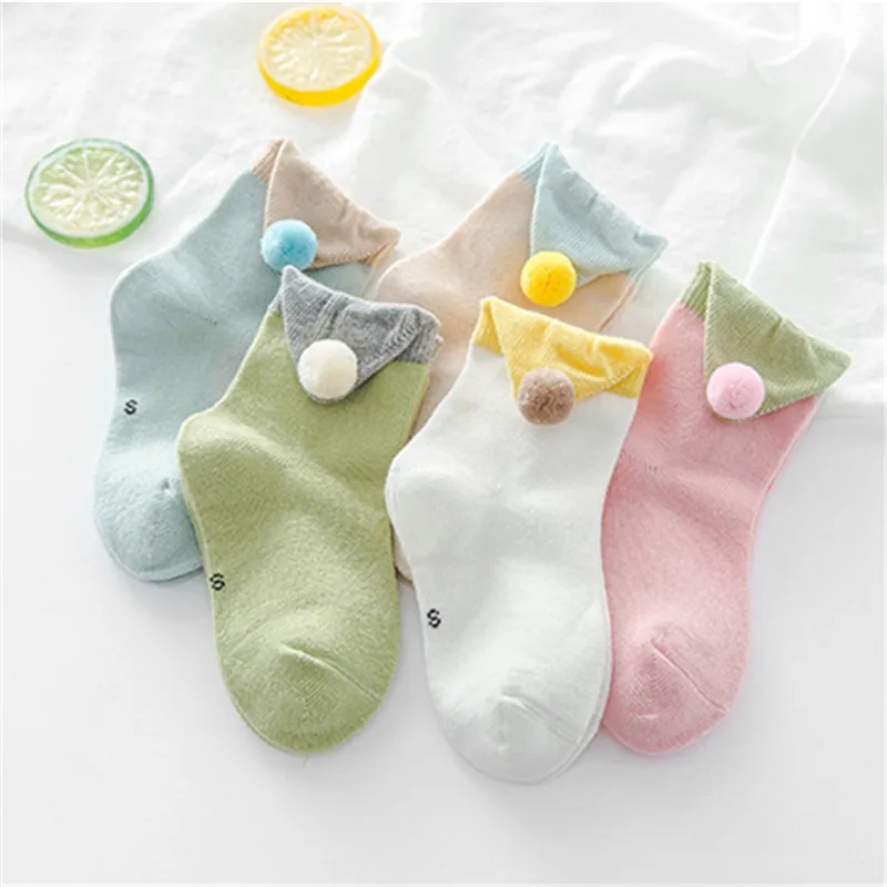 

5 Pairs Of Socks Girl Solid Color Candy Colored Hat Children's Socks For Your Little Princess