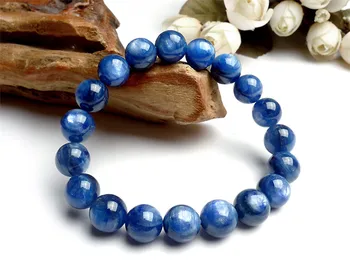 

13mm 100% Natural Blue Kyanite Gemstone Stretch Crystal Round Bead Bracelet Blue Gemstone Natural Kyanite AAAAA For Women Men