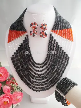 

W W-1073# African Beads necklace set,Black Crystal necklace
