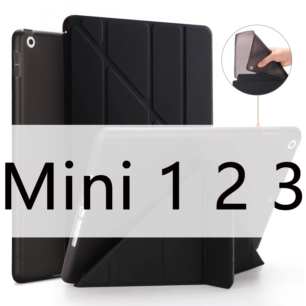 Чехол для iPad Mini 4 Mini 3 2 1 Mini 5 чехол из искусственной кожи Трансформеры умный чехол для iPad чехол 7," с силиконовой мягкой задней крышкой - Цвет: Black 123