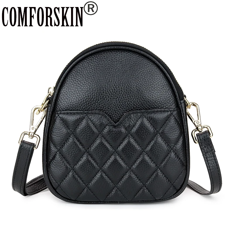 

COMFORSKIN Brand Luxury Handbags Women Bags Designer Cowhide Leather Geometric Mobile Bag Large Capacity Woman Messenger Bag