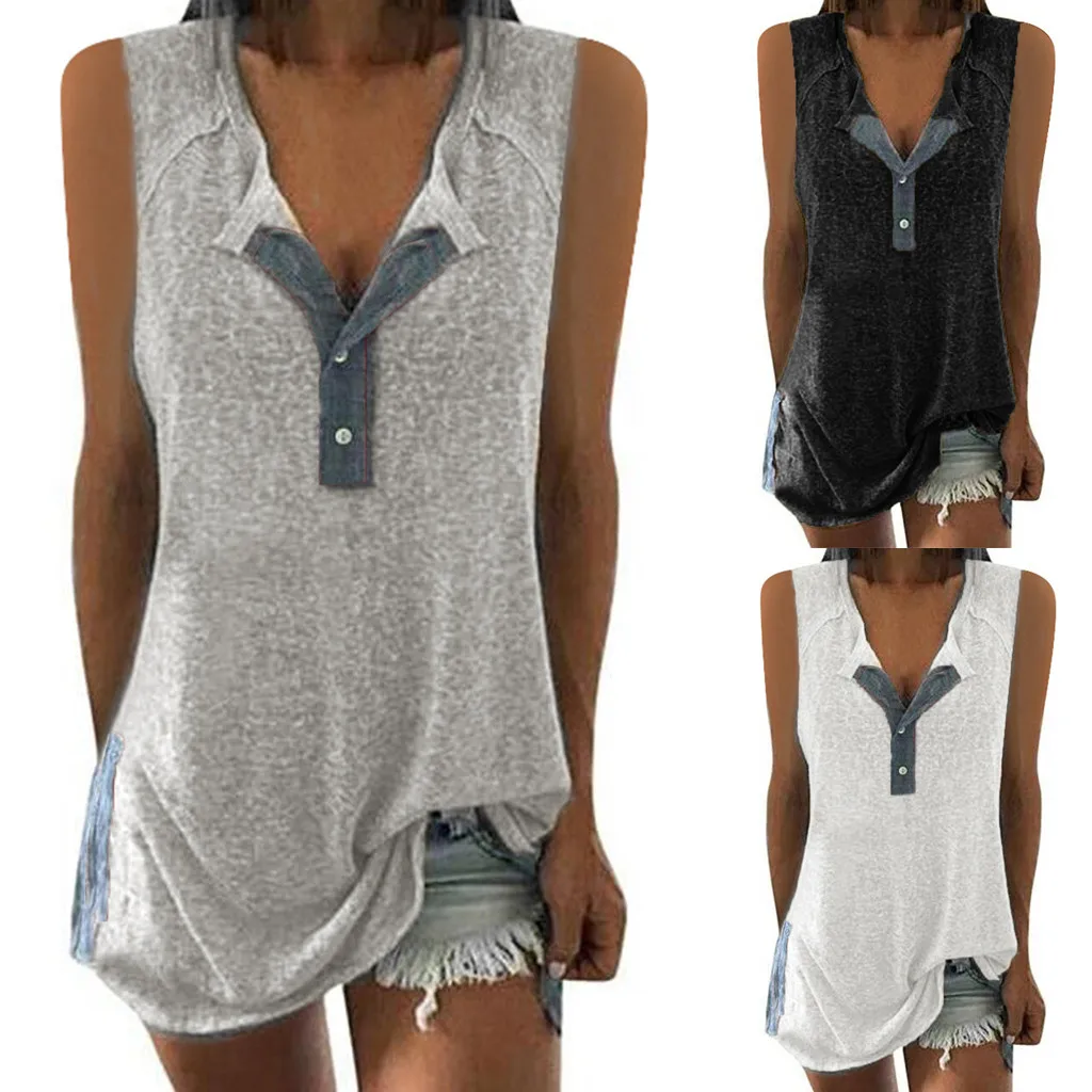 

Sexy Loose Tank Tops Women Large Button Blouse Bottoming Cotton Casual Tanks Sexy T Shirt Clothing Plus Size Tanks Sleeveless