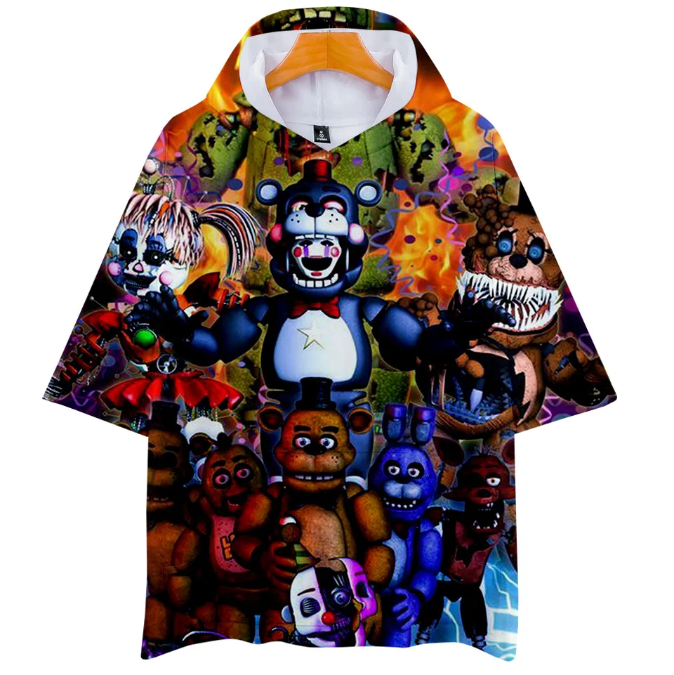 Fnaf 3d print hooded t shirt tops Five Nights At Freddy's casual tshirt
