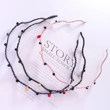 1 шт. повязка для волос для девочек простая лента ручной работы Цвет Кристалл рисовый бисер вокруг ткани Девушки головная повязка G0407