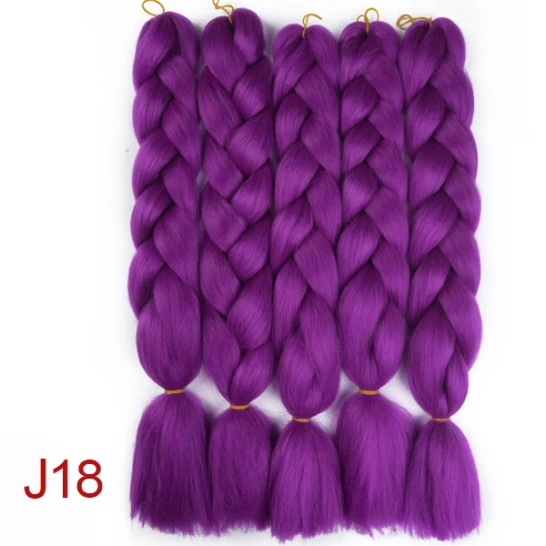 24 дюйма синтетические плетеные волосы чистого цвета высокотемпературные Джамбо сплетенные волосы для наращивания Вязание Крючком Твист волосы и пауки - Цвет: J18