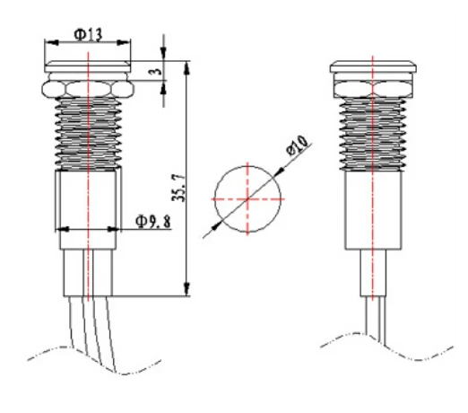 Waterproof FILN 12V LED Car Boat LED Warning Dashboard Signal Lights Instrument Pilot Lamp 220V 10mm 1