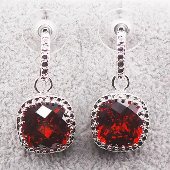 

New Garnet Woman 925 Sterling Silver Crystal Earrings TE450