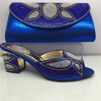 

Excellent royal blue high heel party set matching shoes with purse handbag set for lady GY25, heel height 6cm