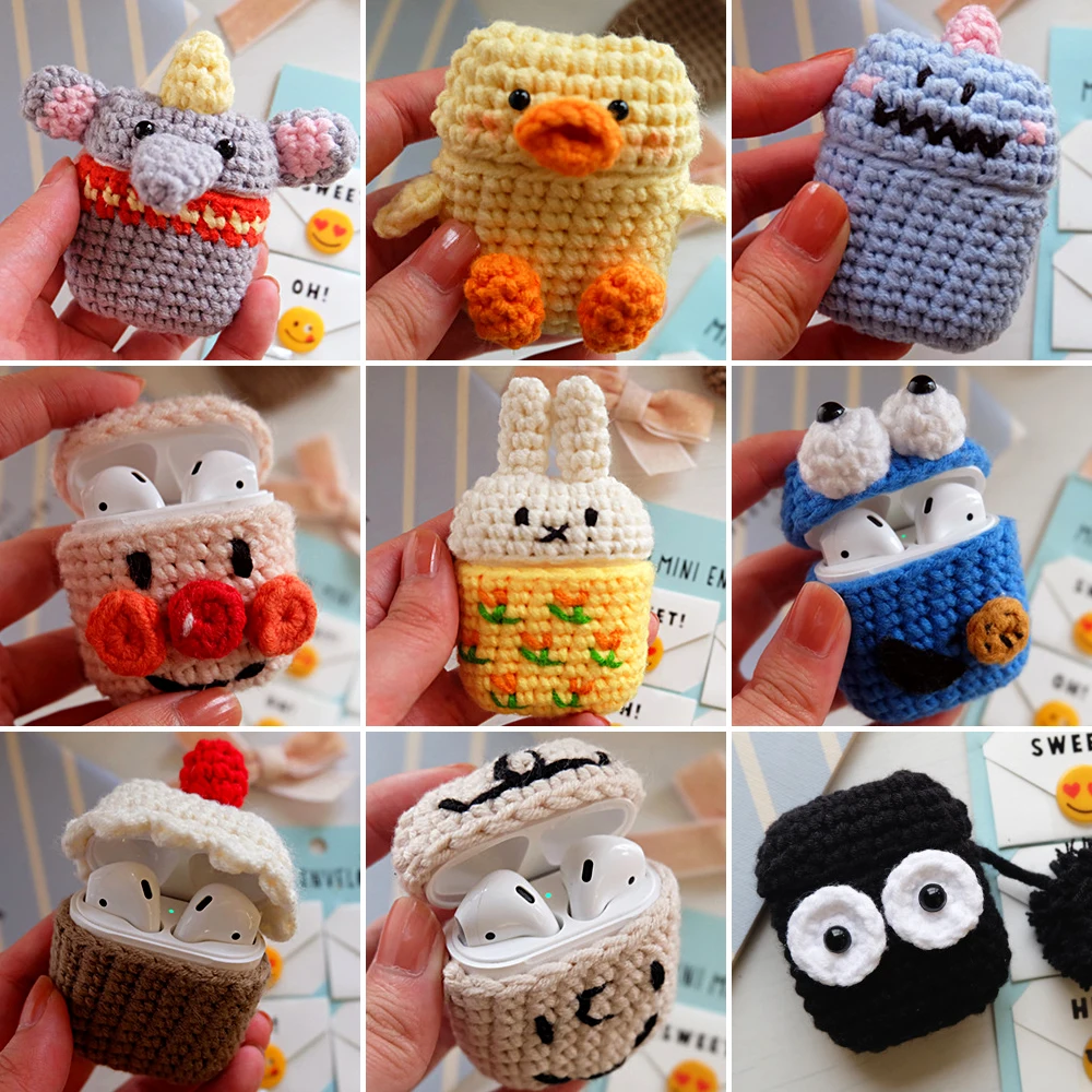 

VirWir Protective Knitted Case for Airpods Handmade Cute Cartoon knitting wool Protector Cove for Apple air pods Accessories