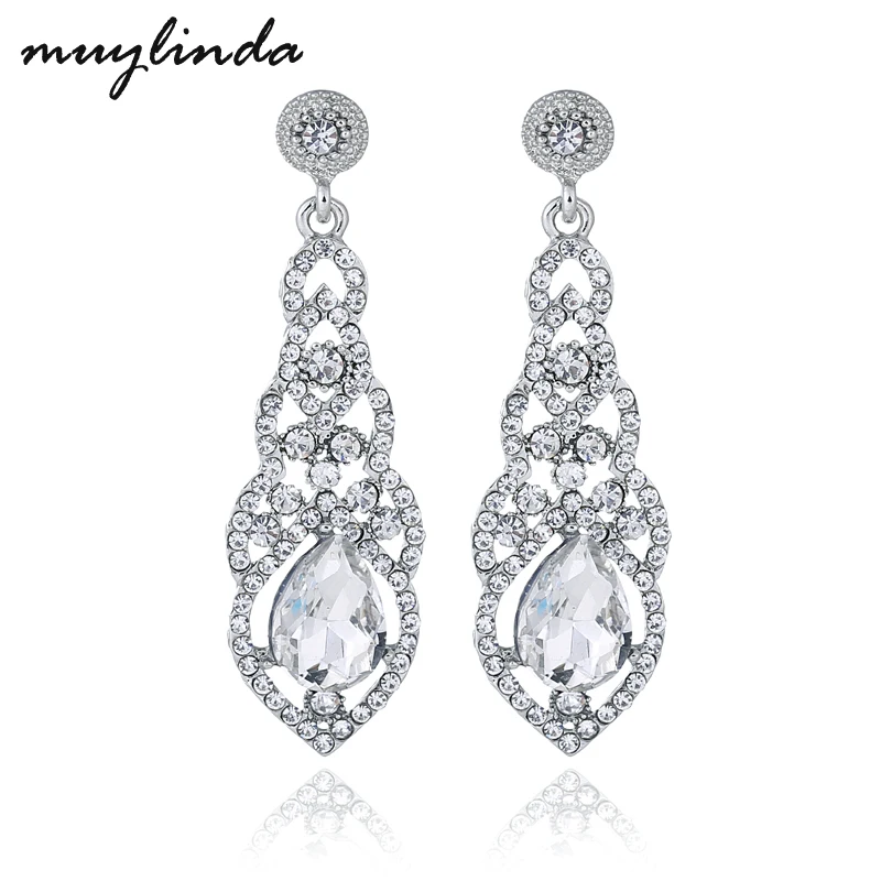 

muylinda Crystal Teardrop Dangling Earrings Baroque Bridal Drop Earring Jewelry Wedding Statement Earing Accessories For Women