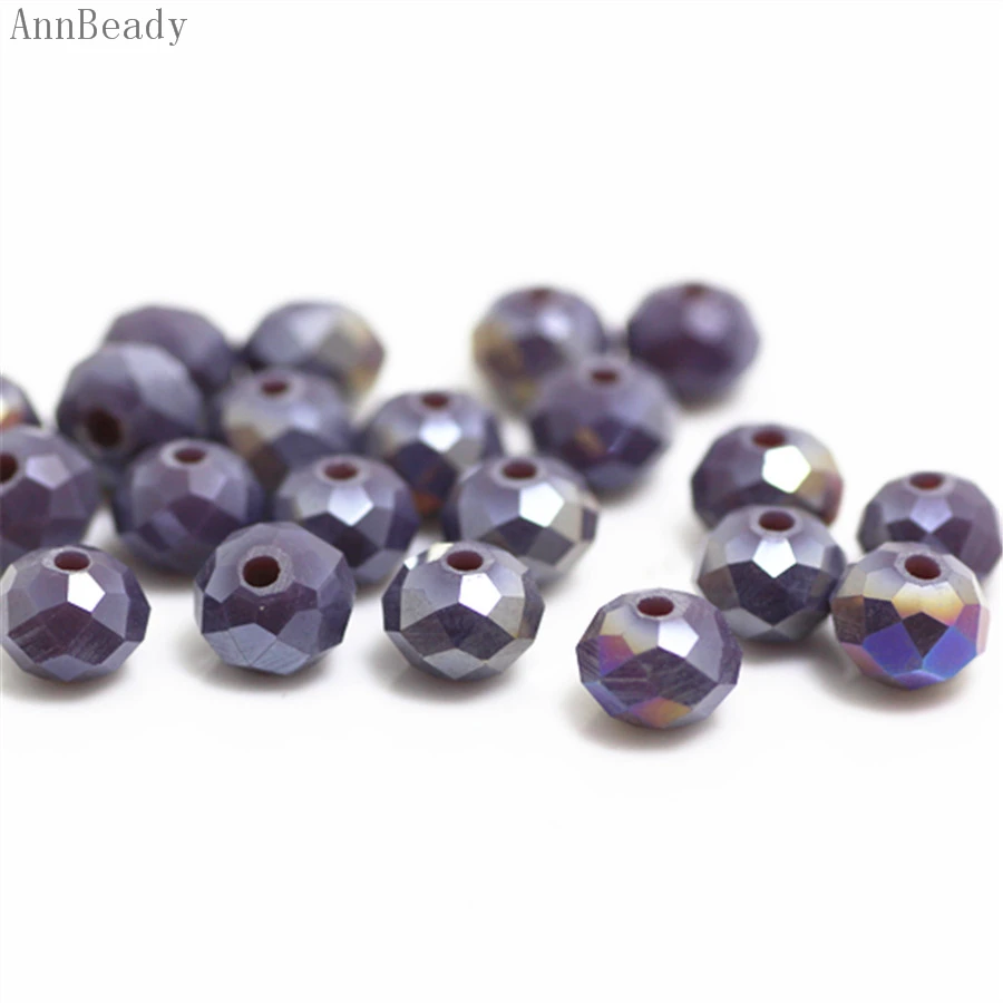 

AnnBeady Solid purple ab Color 4x6mm 50pcs Rondelle Austria faceted Crystal Glass Beads Loose Spacer Beads For Jewelry Making