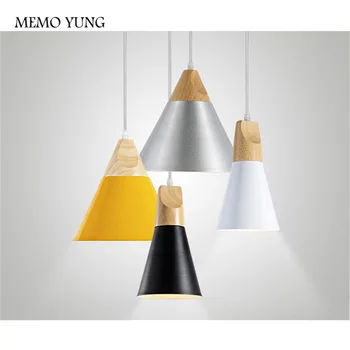 

Home Dining Room Pendant Lamps Modern Colorful Restaurant Coffee Bedroom Pendant Lights Iron Real Wood Material AC110V/220V E27