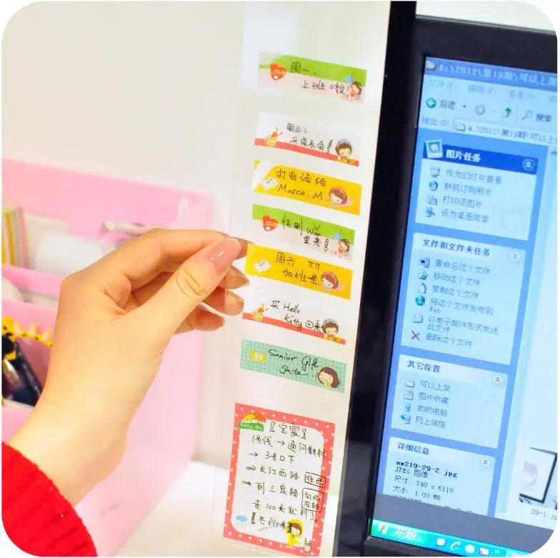 

1pcs Creastive Cute Monitor Memo Board Screen Display Message Board Transparent Memo Note Clips Photo Holders Computer memo 6187