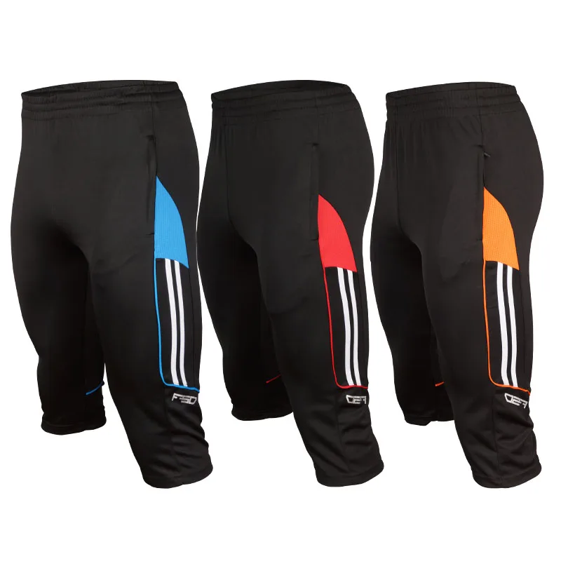 2018 Men's soccer training pants jogging running zipper pocket 3/4