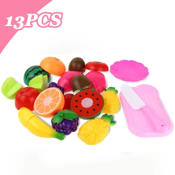 

13Pcs/Set Miniature Kitchen DIY Pretend Play Fruit Cutting Toy Kids Kitchen Toys Set Educational Toys for Children Girls Baby [