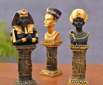 

Home gifts crafts Resin Africa Egyptian 3PCS SET Pharaoh Tutankhamun Egypt Cleopatra Princess bust model craft home decorations