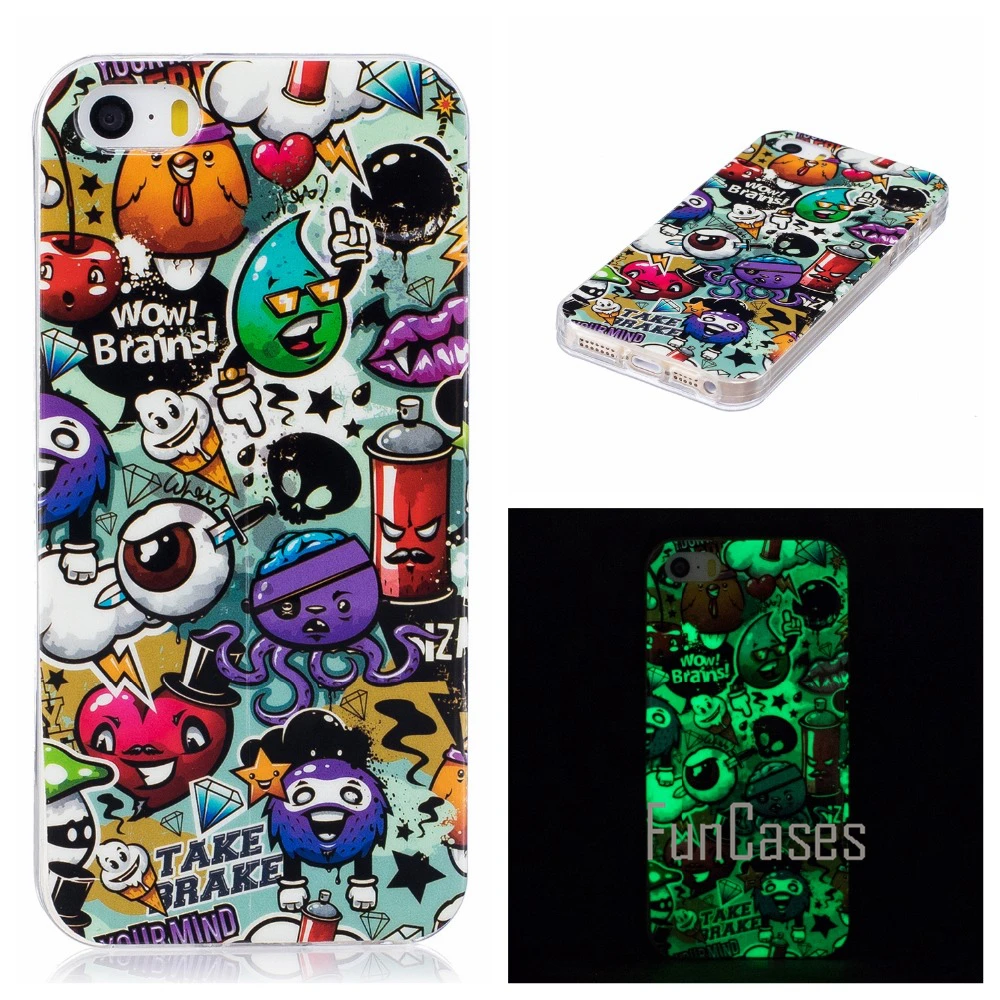 Luminous Kasus Untuk iPhone 5 s SE coque Kasus Silikon Penutup untuk iPhone 5 s 5 Kasus Penutup phibe celulars aiphon handphone ipgone