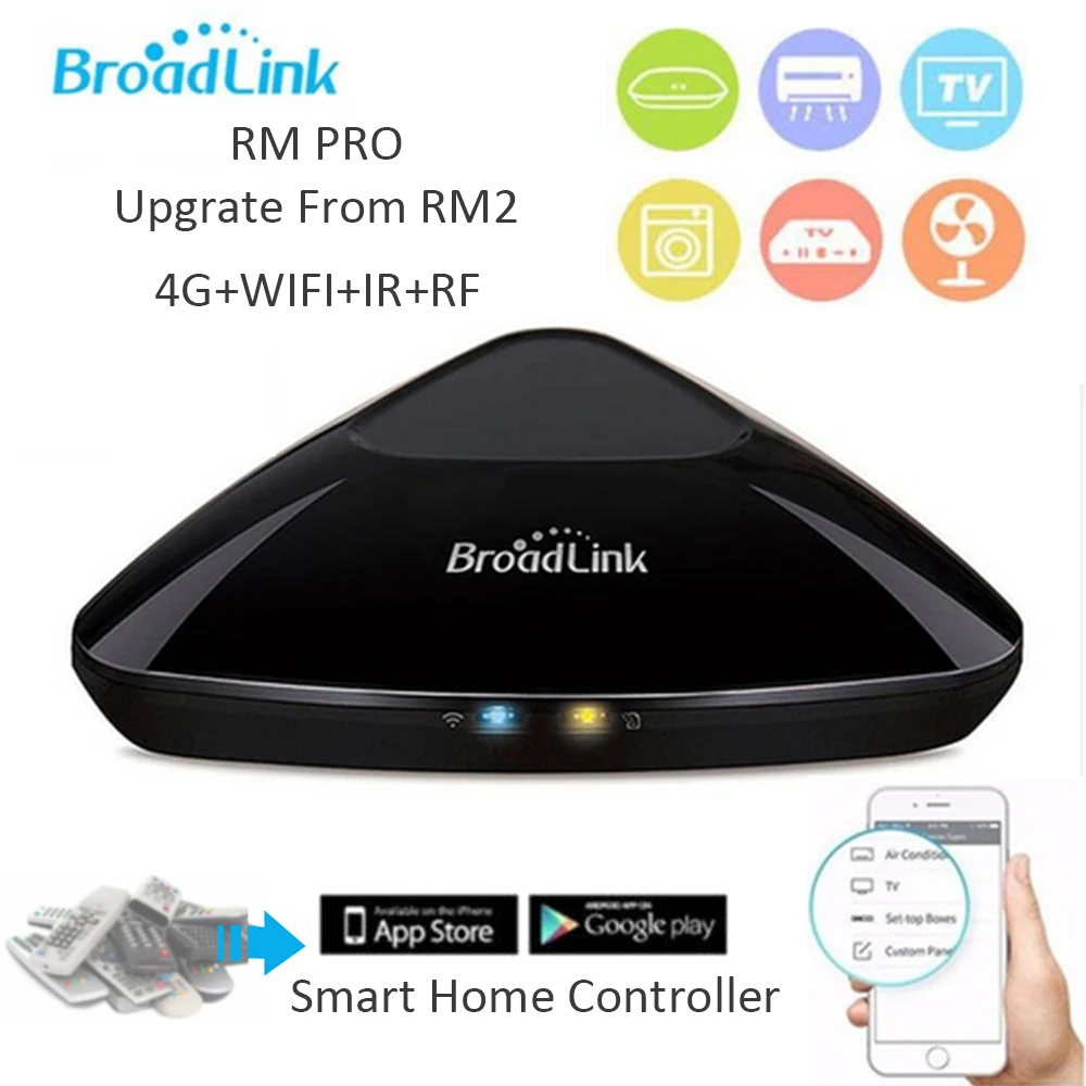 

Broadlink Original Smart Home Automation RM Pro Controller Work for Alexa Google Home RF 433 MHz Wireless WiFi+IR+RF+4G APP