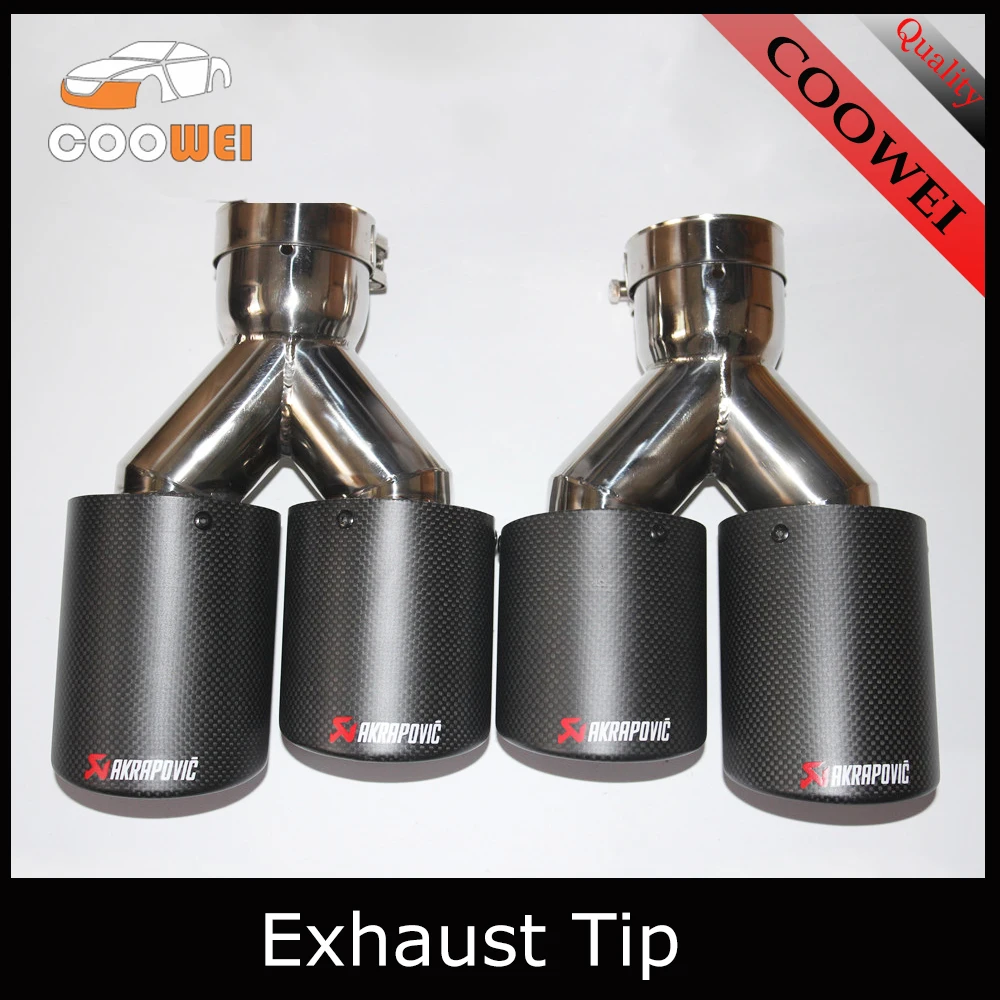 

2 PCS Left + Right Ak Exhaust Tip Auto universal Exhaust End Tips Carbon fiber Dual Exhaust Pipe