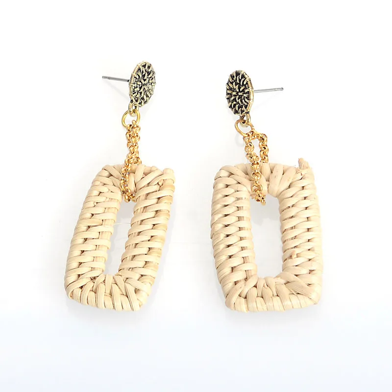 wicker heart earrings