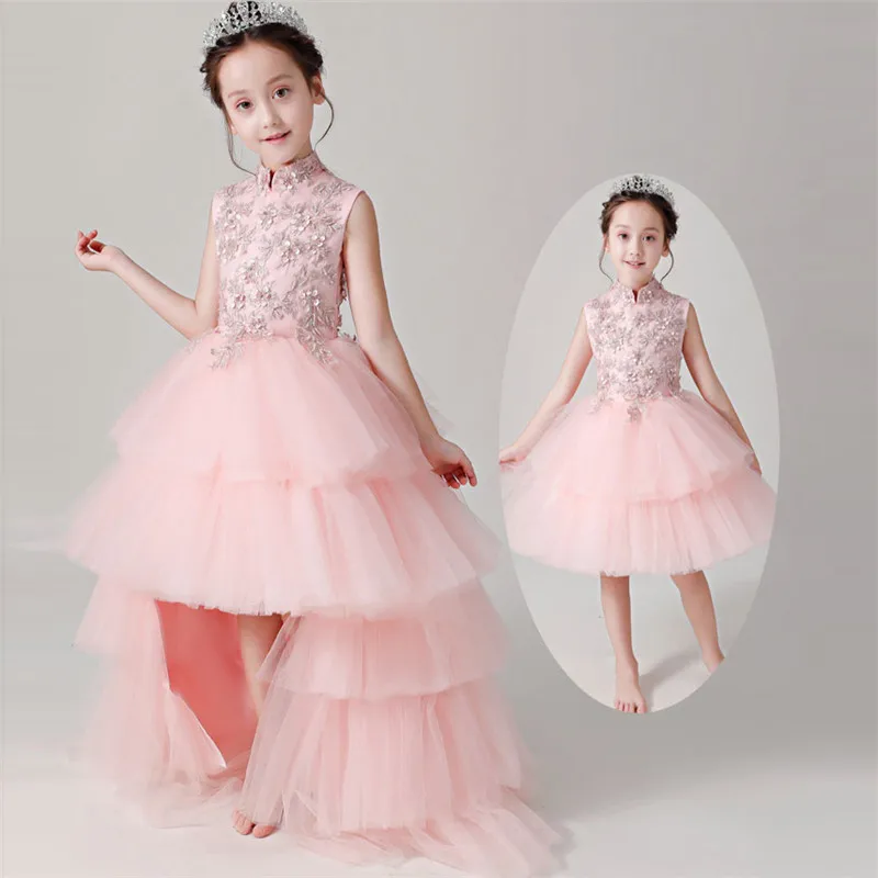 2018 Elegant Pink Color Children Kids Birthday Wedding Party Princess Tutu Dress With Mesh Tail Girls Costume Halloween Dress 2018 Elegant Pink Color Children Kids Birthday Wedding Party Princess Tutu Dress With Mesh Tail Girls Costume Halloween Dress
