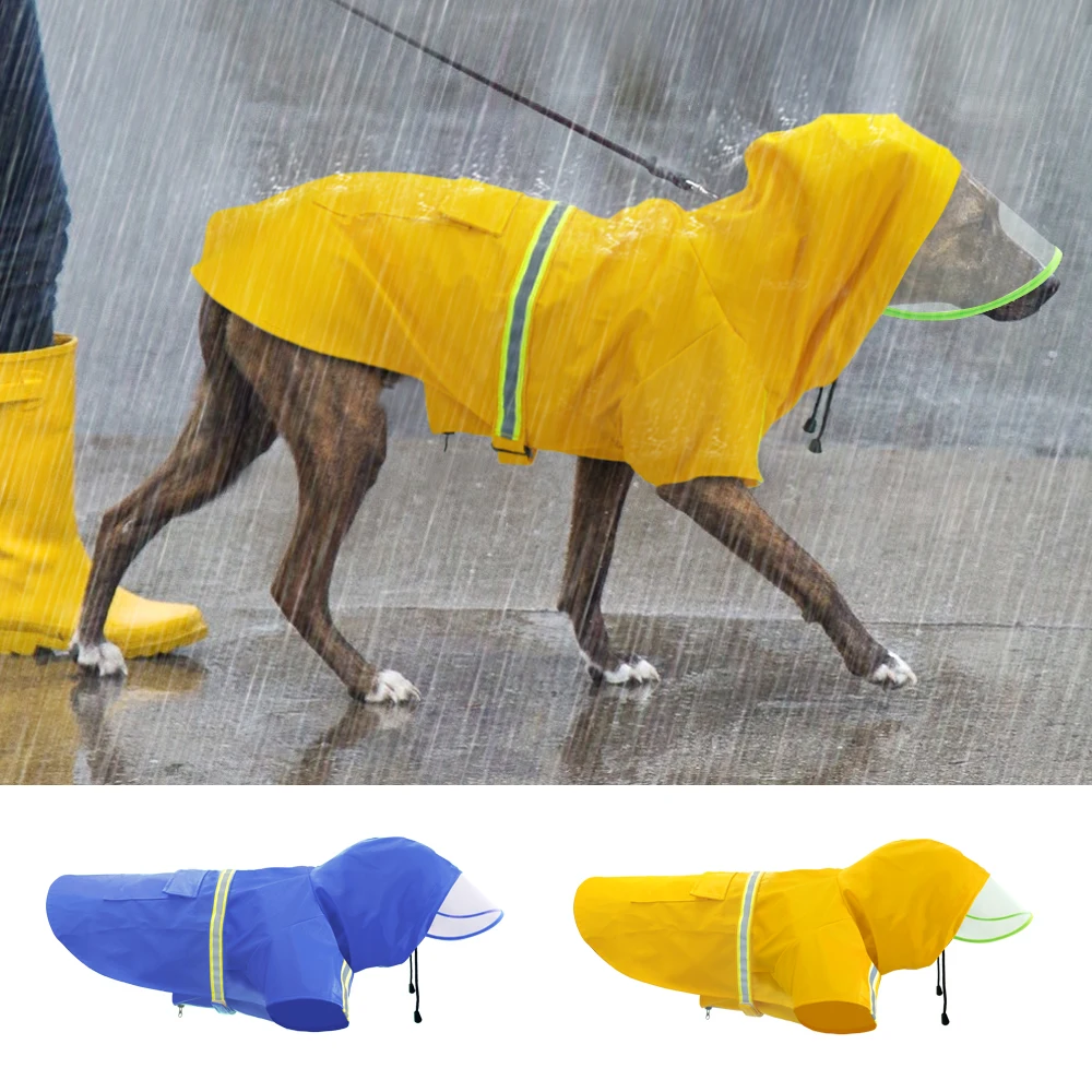 

Dog Raincoat Reflective Waterproof Dog Overall Hooded Clothes Dog Rain Coat Cloak for Medium Large Pet Golden Retriever