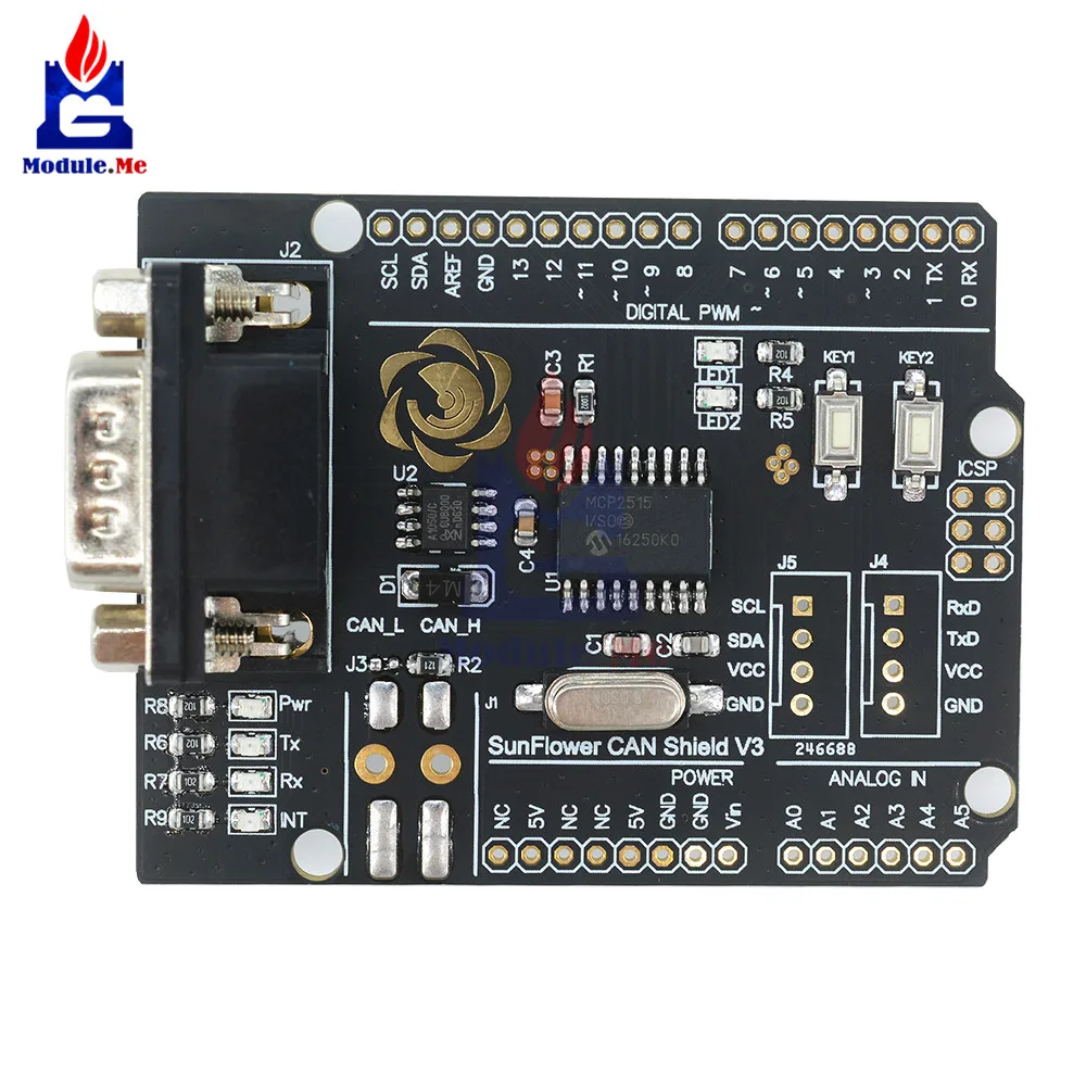 MCP2515 CAN шина Щит Модуль SUB-D разъем Стандартный UART IIC SPI светодиодный индикатор контроллер CAN 4,8-5,2 в для Arduino