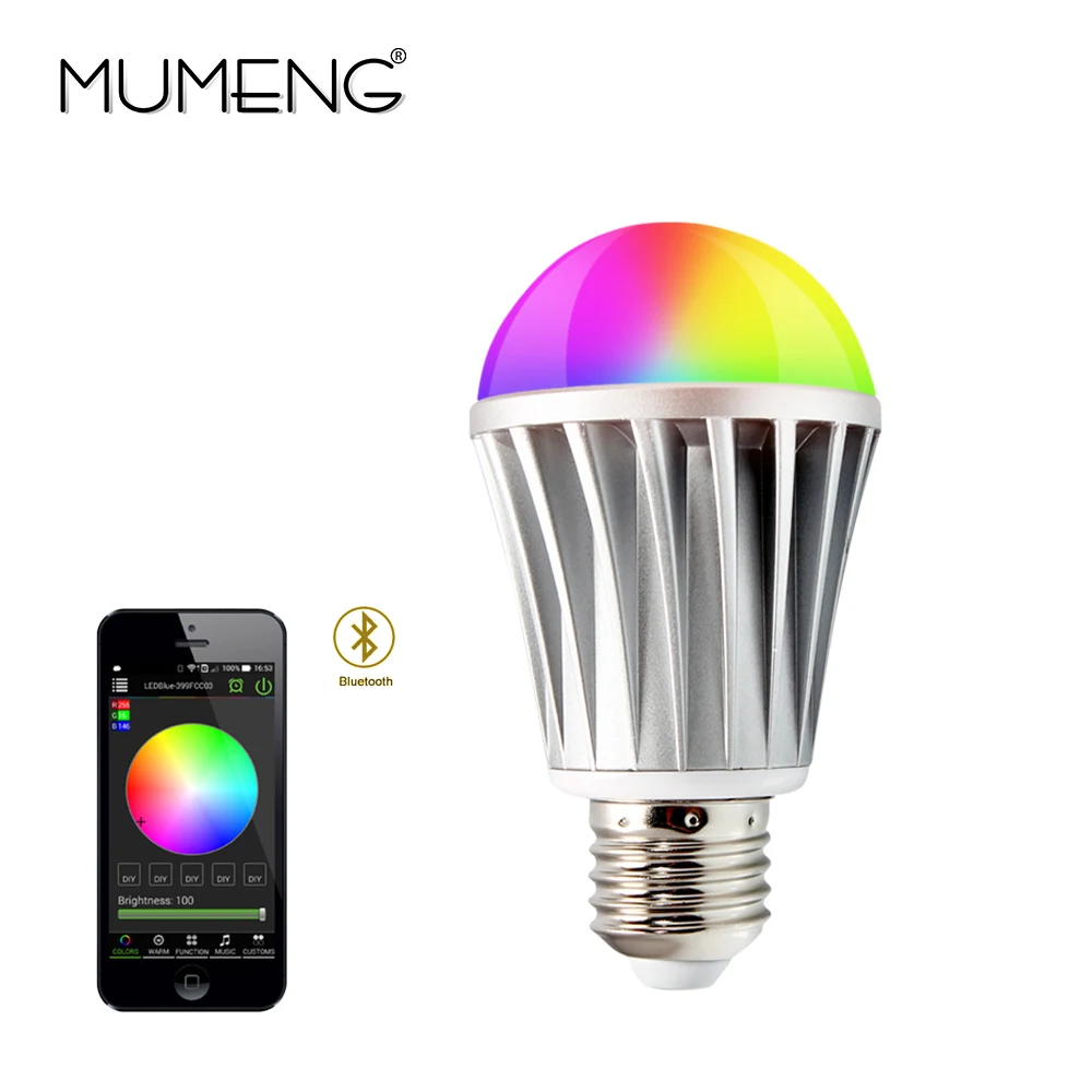 

MUMENG Dimmable Bluetooth RGB LED Bulb Wireless Control E27 SMD5630 7W AC85-240V Intelligent Smart Light Bulb