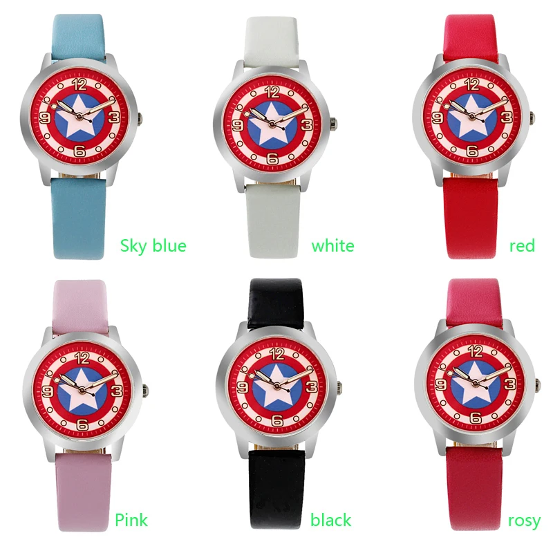 ot03 Cartoon Beautiful girl Captain America shield style Color number dial font b children b font