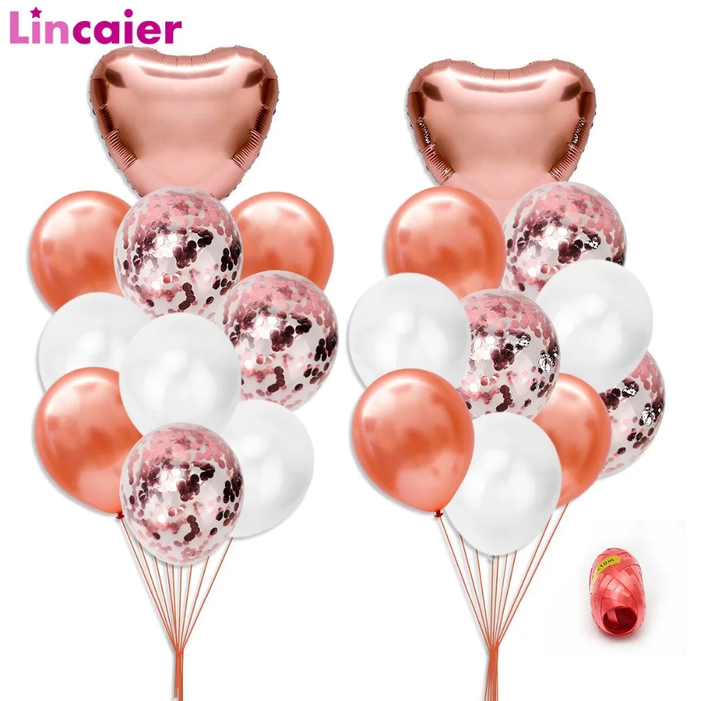 

21pcs Rose Gold Mixed Balloons Wedding Birthday Decoration Baby Shower Boy GIrl Bridal Bachelorette Party DIY Table Supplies
