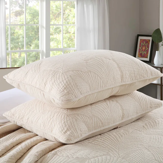 Chausub Quality Solid Quilted Pillowcase 2 Pcs Embroidered Pillow Chausub Quality Solid Quilted Pillowcase 2 Pcs Embroidered Pillow Case Plain Shams Soft Washed Cotton