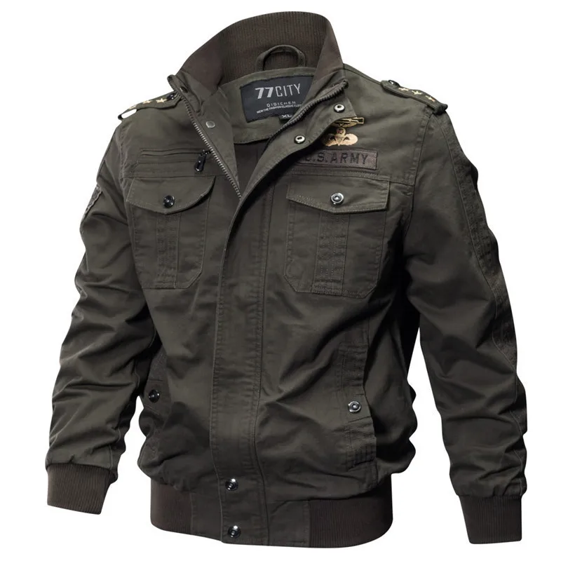 Riinr 2018 New Arrival Jaqueta Masculina Brand Hot Spring Autumn Cotton Blends Embroidery Badge Military Aeronautics Jacket Men