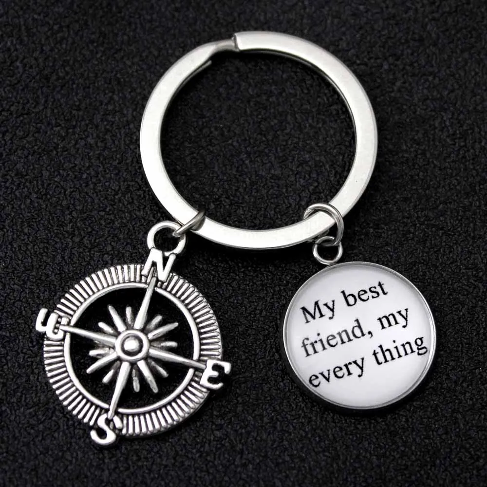 

Compass My Friends My Every Thing Keychain Hand Pinky Swear Promise Keychains Sisters Key Chain KeyRing Friendship Jewelry Gift