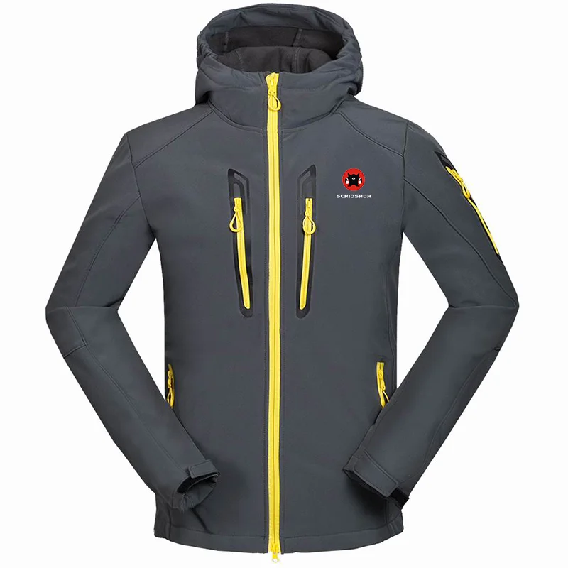 Новинка, осенне-зимняя мужская водонепроницаемая мягкая куртка для кемпинга, быстросохнущая флисовая термокуртка для альпинизма, походная куртка - Цвет: Серый