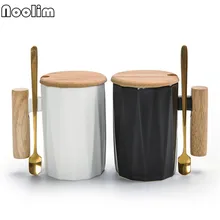 Креативные чайные чашки изысканный чай кружки с металлической ложкой и деревянная крышка креативные кофейные чашки для молока и чая пара чашек