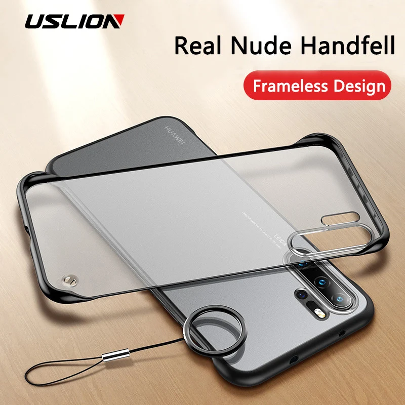 

USLION Frameless Transparent Matte Phone Case For Huawei P30 Pro P20 Mate 20 10 Honor V20 20 Pro Hard PC Cases Cover With Ring