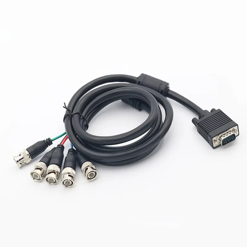 

1.5M VGA 15 Pin Female Socket to 5 BNC Male Plug Adapter Cable Audio/Video Wire LCC77