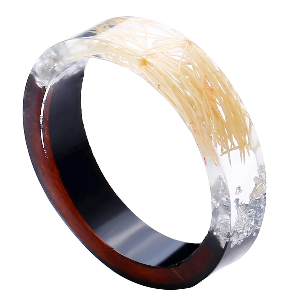 17KM Fashion 3 Color Resin Wood Rings For Women 2018 New Design Round Statement Flower Finger Ring Female Handmede Jewelry Gifts