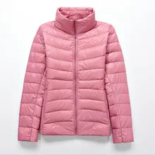 Осень зима 90% белый утиный пух Ультралегкая куртка женская простая куртка-пальто теплая Женская куртка на молнии с карманом бренд пуховик парка