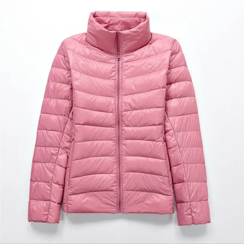 

2018 Autumn Winter 90% White Duck Down Ultra Light Jacket Women Basic Jacket Coat Warm Female Zip Pocket Brand Down Jacket Parka