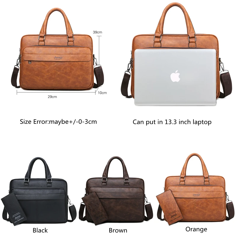 Мужской деловой портфель jeep buluo, оранжевый брендовый портфель для путешествий, сумка для ноутбука 14", сумка для офиса с ремнем через плечо, все сезоны